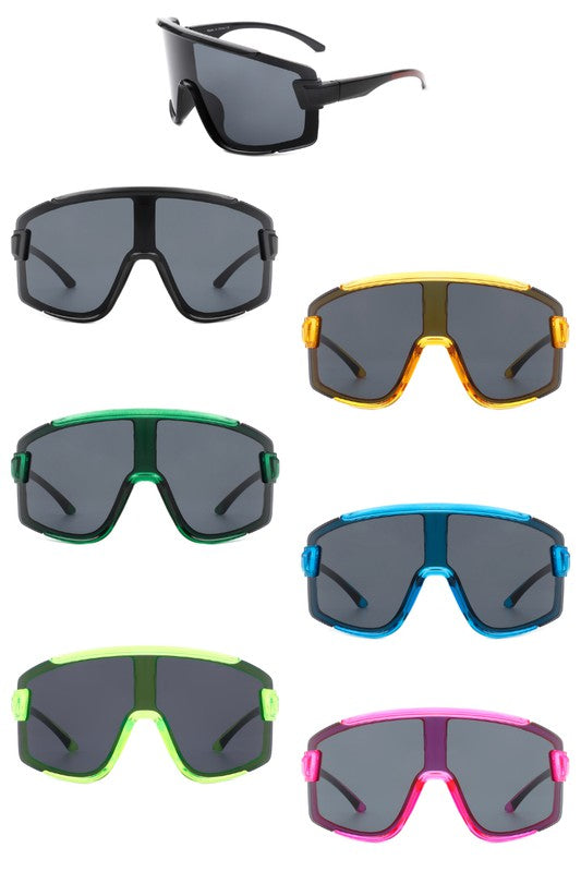 Lunettes de soleil sport surdimensionnées carrées à gros bouclier