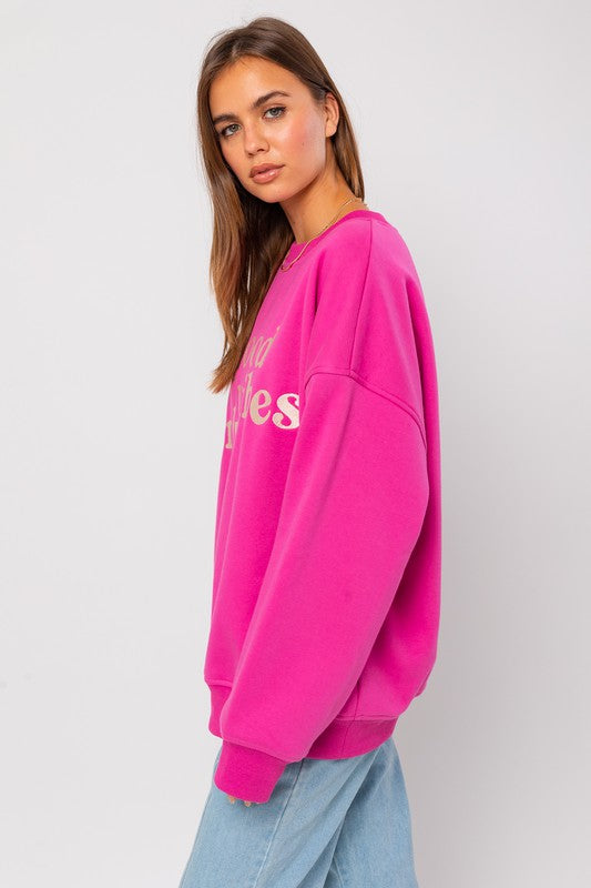 Letter Embroidery Oversized Sweatshirt