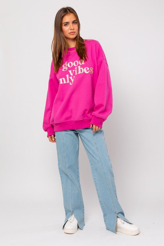 Letter Embroidery Oversized Sweatshirt