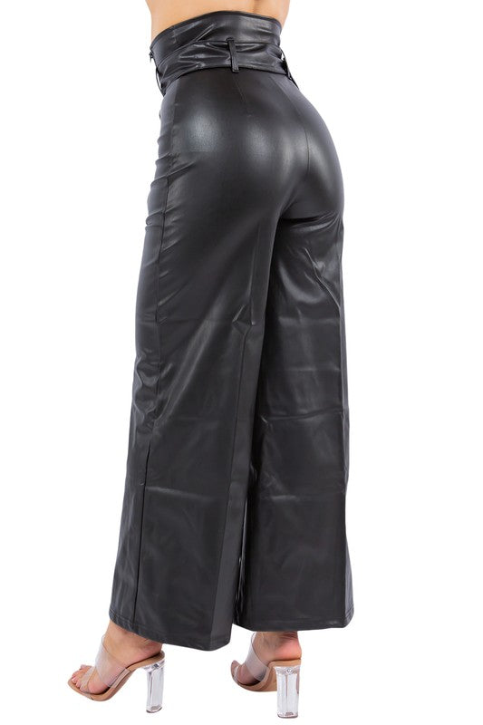 HIGH RISE PU LEATHER PANTS