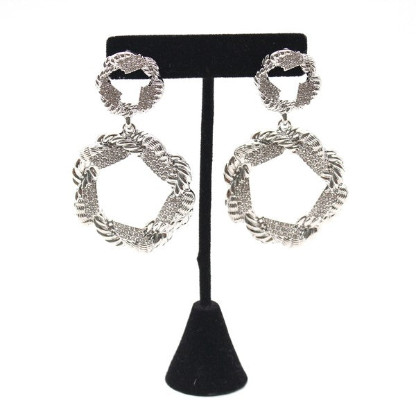 BOUCLES D'OREILLES GOUTTES STRASS TEXTURÉES