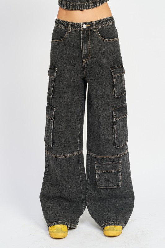 JEANS CARGO DE CINTURA BAJA