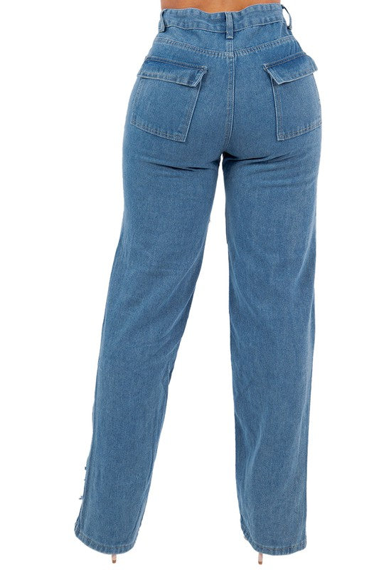 JEANS DE DENIM ESTILO CARGO