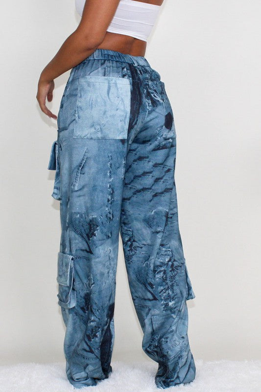 PANTALONES CASUAL CARGO CON ESTAMPADO TIE DYE