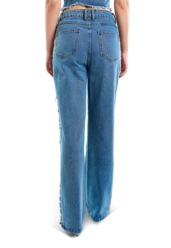 Pantalon en jean à lacets