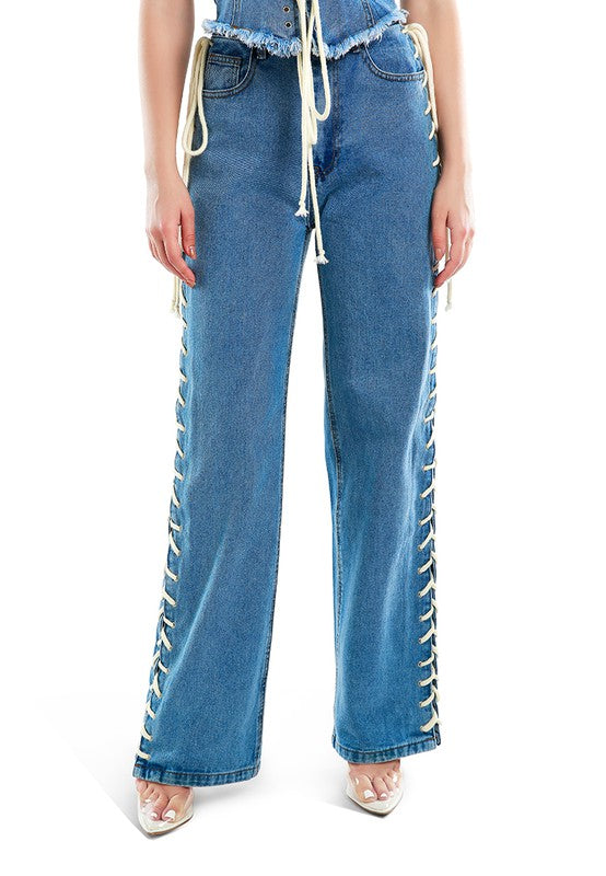 Pantalon en jean à lacets