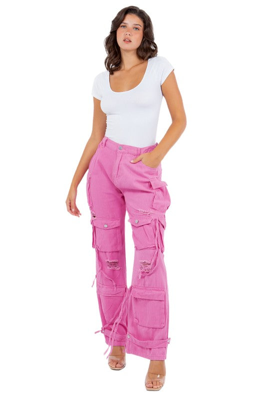 PANTALON EN JEAN STYLE CARGO SEXY