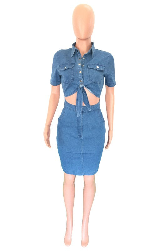 DENIM CUT OUT DRESS