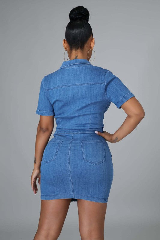 DENIM CUT OUT DRESS