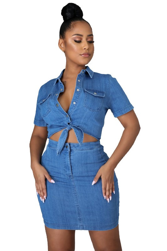 DENIM CUT OUT DRESS