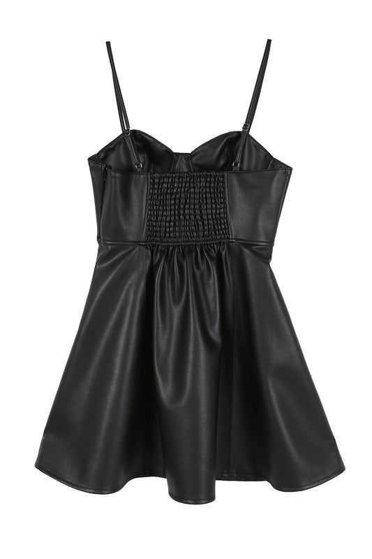 Mini-robe bustier en cuir végétalien