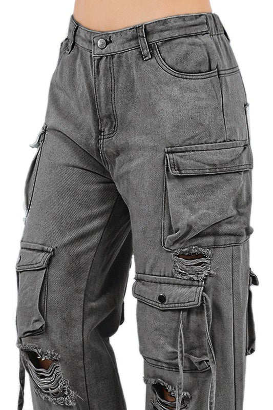 PANTALON EN JEAN STYLE CARGO SEXY