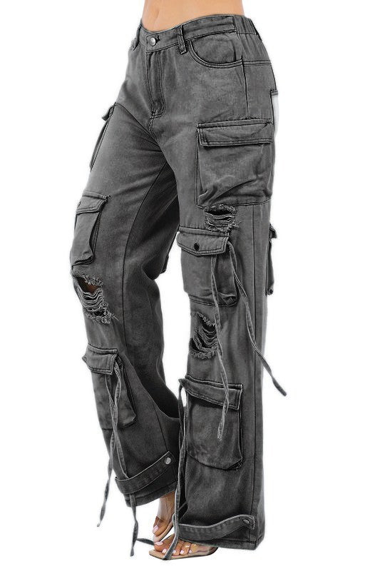 PANTALONES DE DENIM ESTILO CARGO