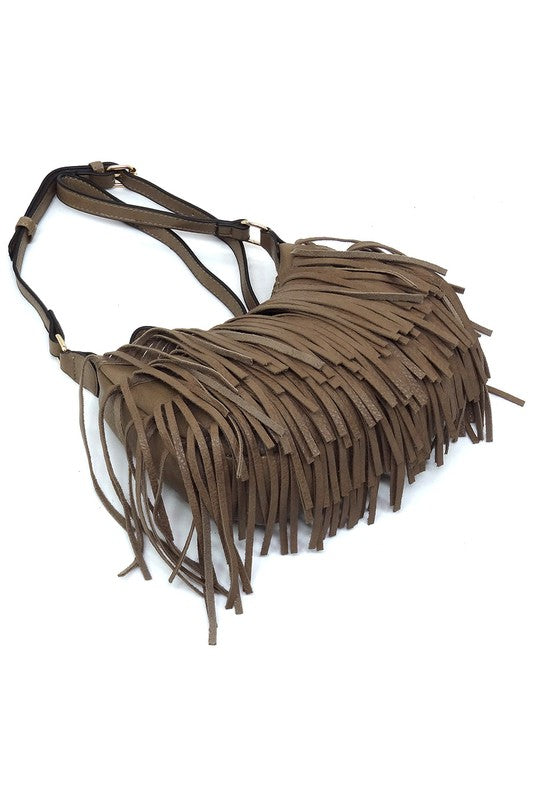 Bolso bandolera hobo con flecos