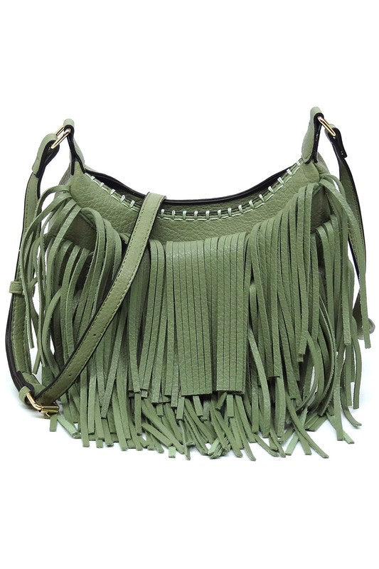 Bolso bandolera hobo con flecos