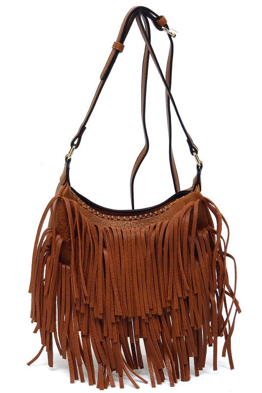 Bolso bandolera hobo con flecos