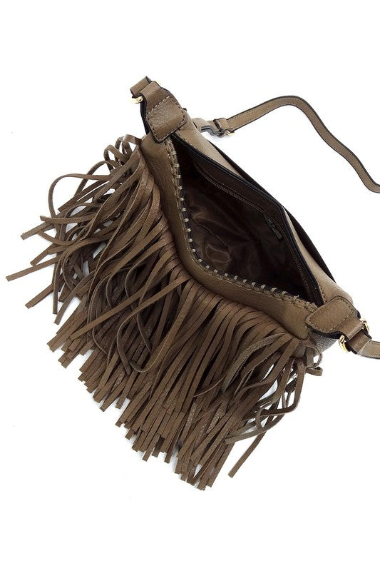 Bolso bandolera hobo con flecos