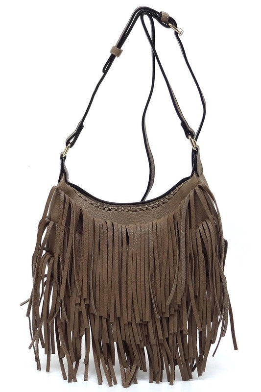 Bolso bandolera hobo con flecos