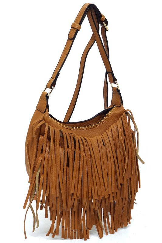 Bolso bandolera hobo con flecos