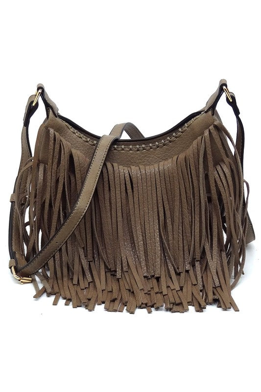 Bolso bandolera hobo con flecos