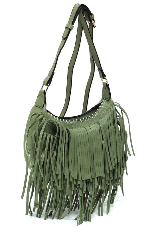 Bolso bandolera hobo con flecos