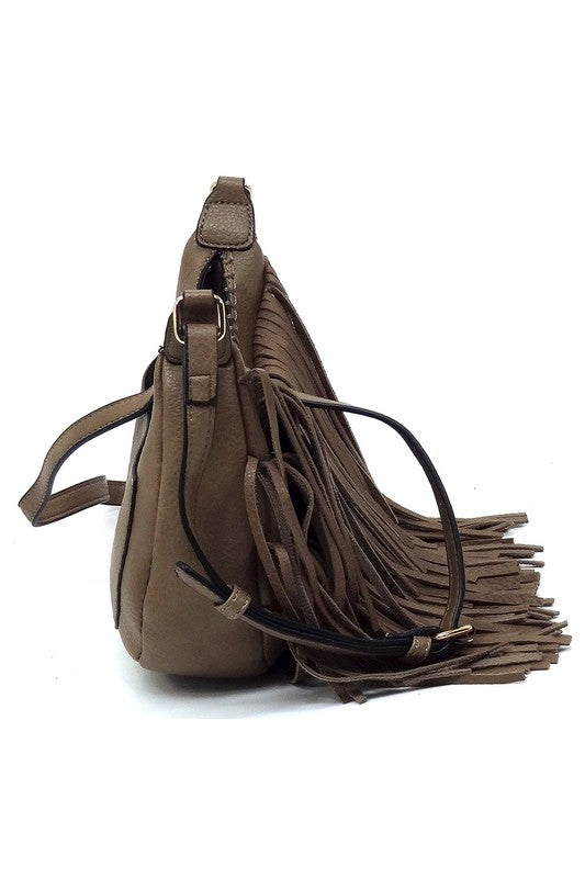 Bolso bandolera hobo con flecos