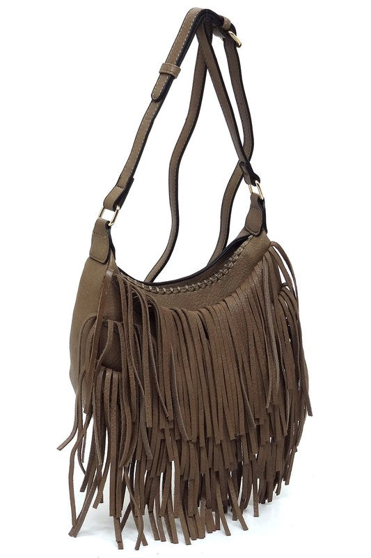 Bolso bandolera hobo con flecos