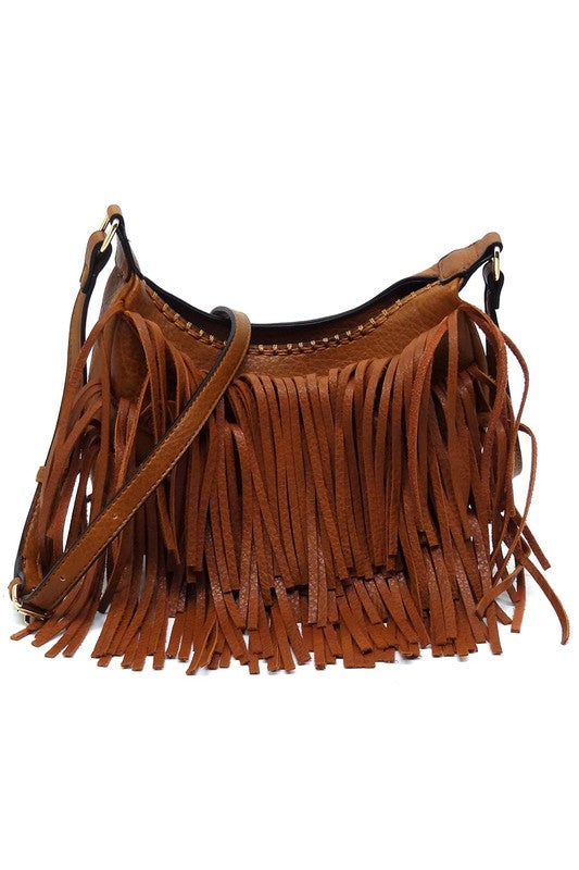 Bolso bandolera hobo con flecos