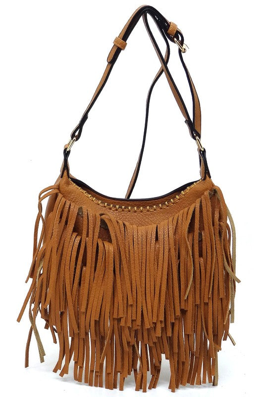 Bolso bandolera hobo con flecos