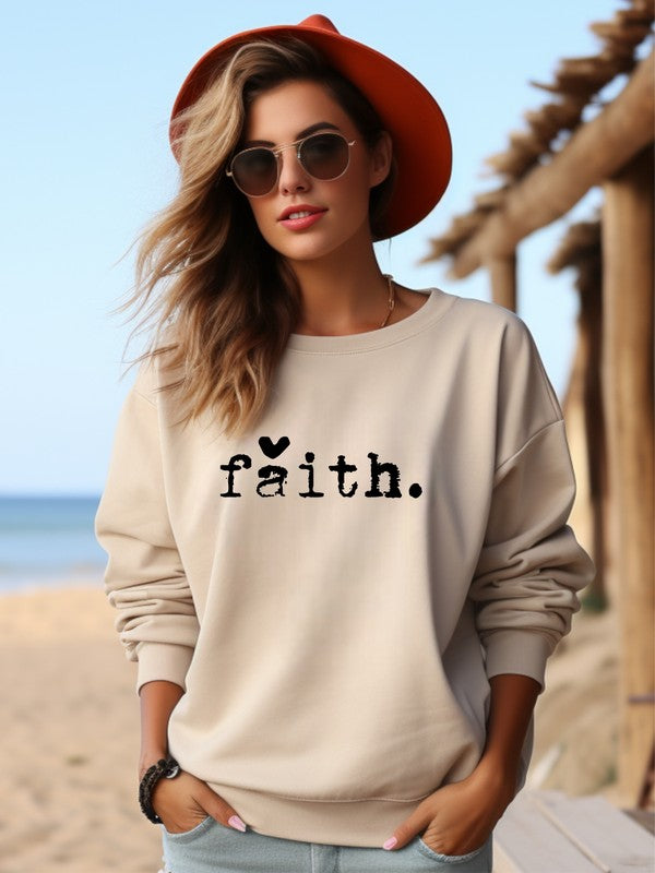 Sweat-shirt graphique confortable Faith Heart