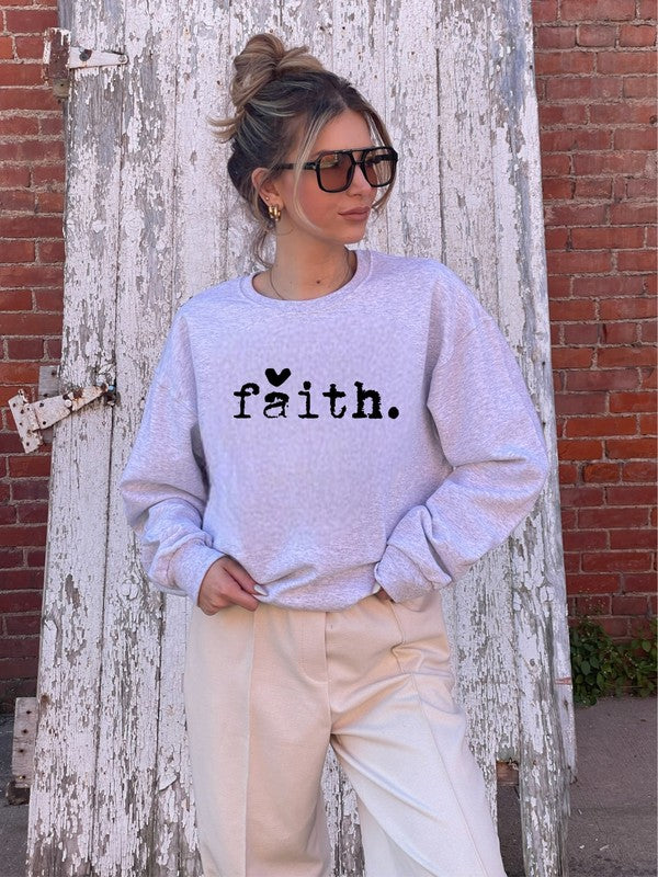 Sudadera acogedora con estampado de corazón de Faith