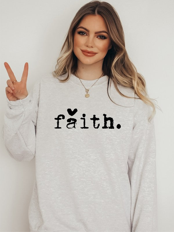 Sweat-shirt graphique confortable Faith Heart