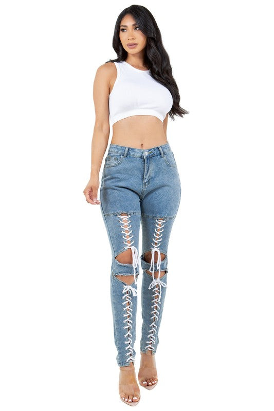 WOMEN FASHION STYLE DENIM PANTS