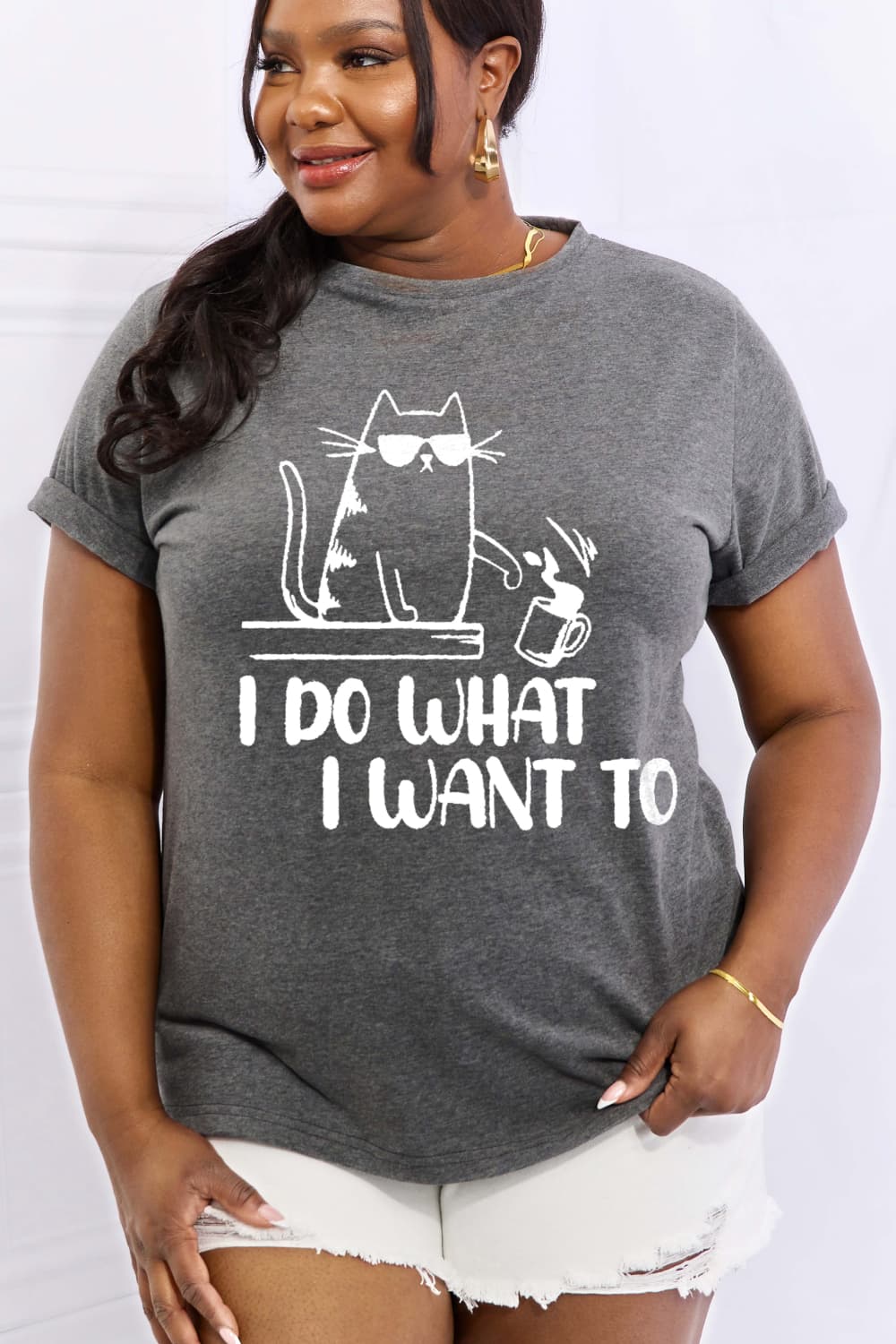 Full Size I DO WHAT I WANT TO Graphic Cotton Tee