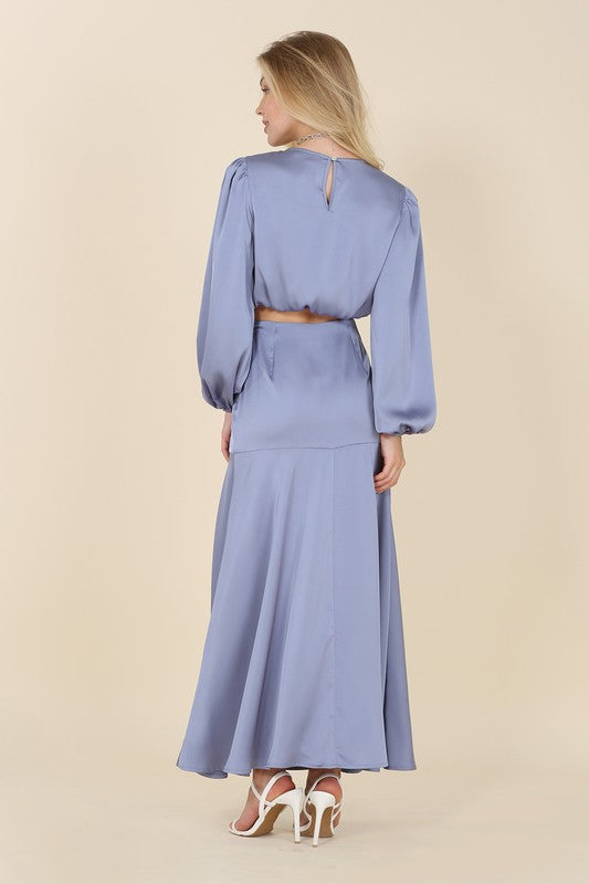 Ensemble robe sirène deux pièces en satin habillé