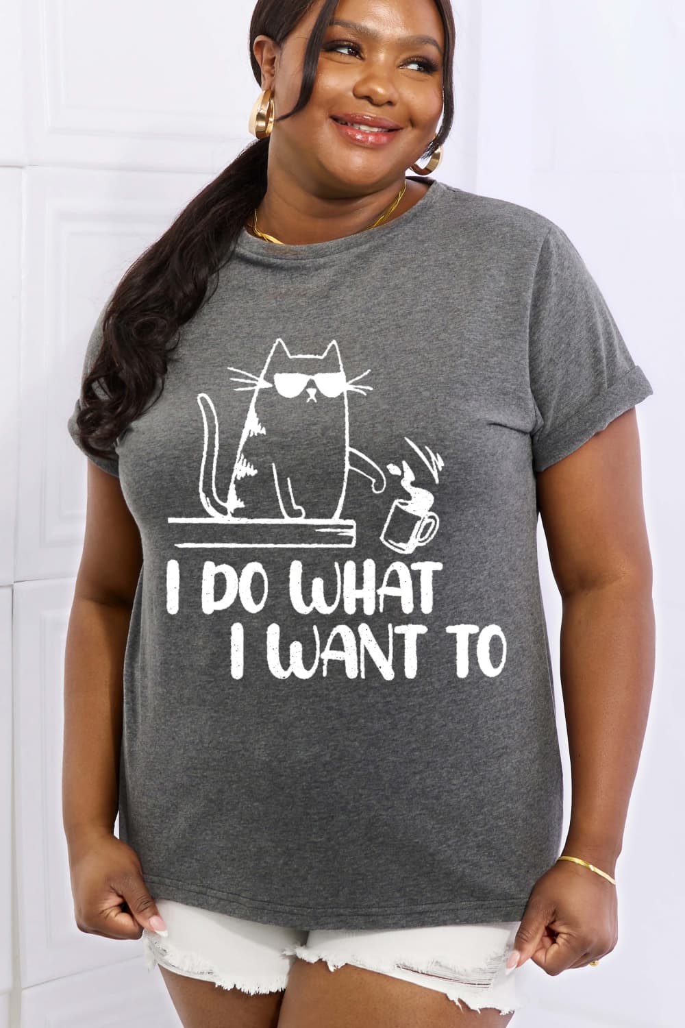 Full Size I DO WHAT I WANT TO Graphic Cotton Tee