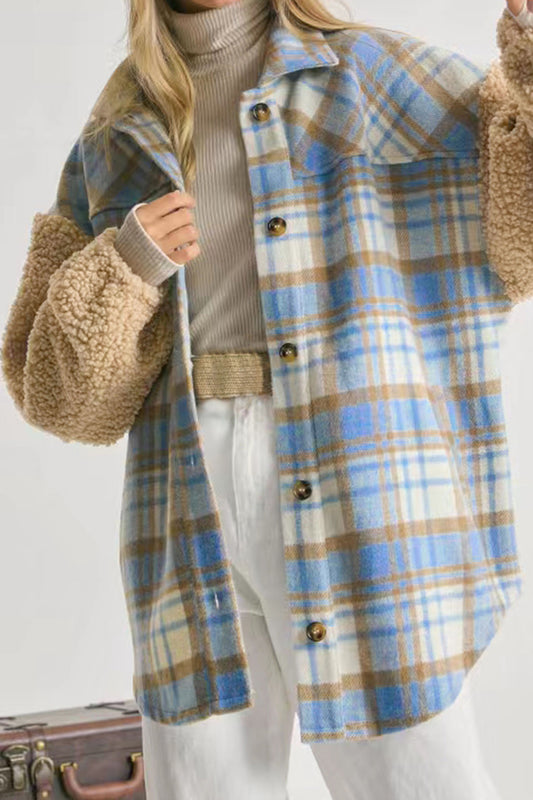 Plaid Collared Button Down Jacket