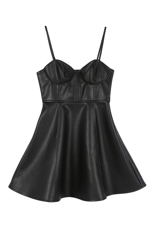 Mini-robe bustier en cuir végétalien