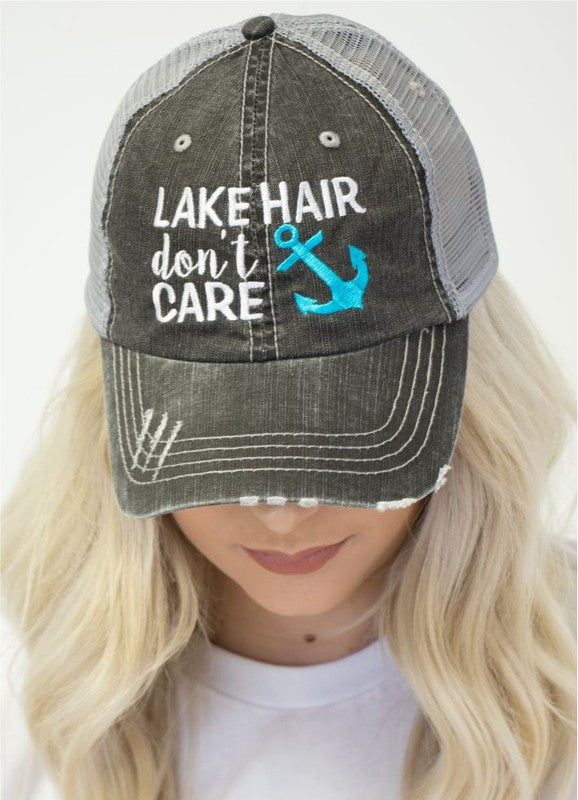 Casquette Lake Hair Don't Care Blue Anchor Trucker