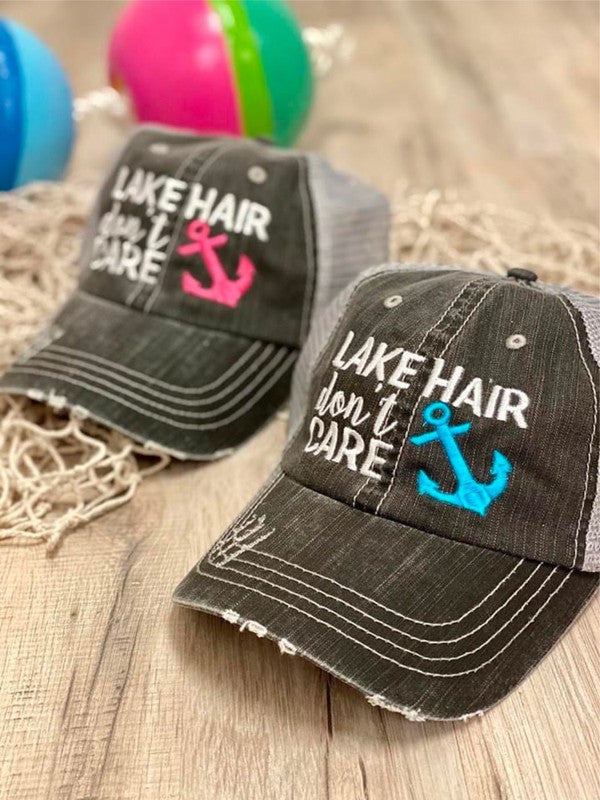 Casquette Lake Hair Don't Care Blue Anchor Trucker