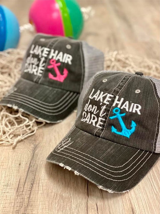 Casquette Lake Hair Don't Care Blue Anchor Trucker