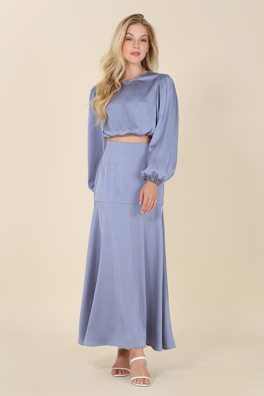 Ensemble robe sirène deux pièces en satin habillé