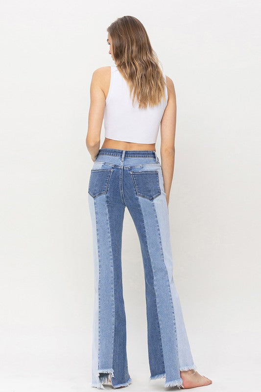 Pantalon évasé décontracté taille haute avec ourlet brut irrégulier