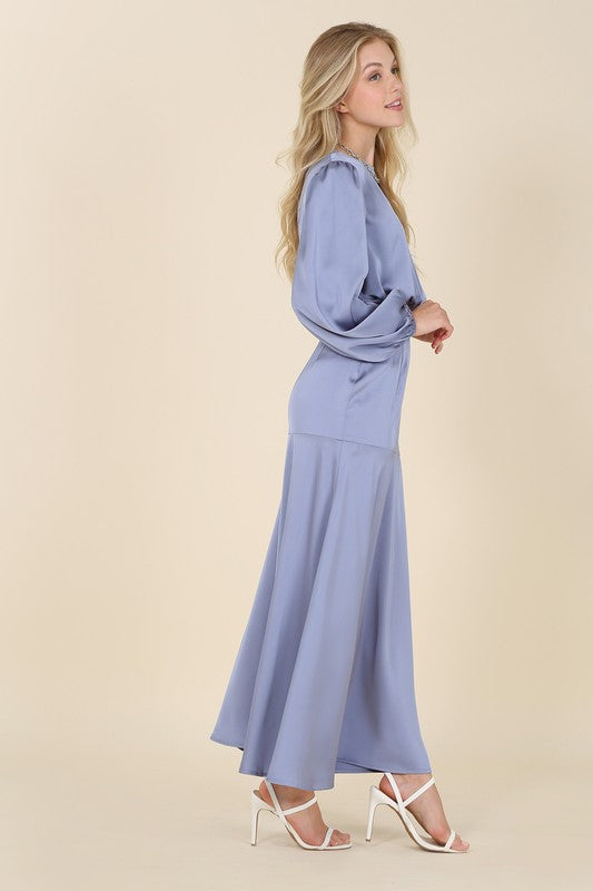 Ensemble robe sirène deux pièces en satin habillé