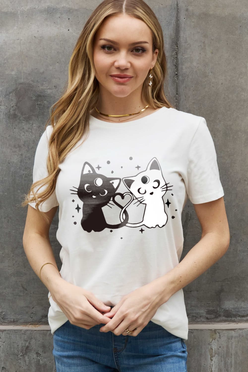 Full Size Cats Graphic Cotton Tee