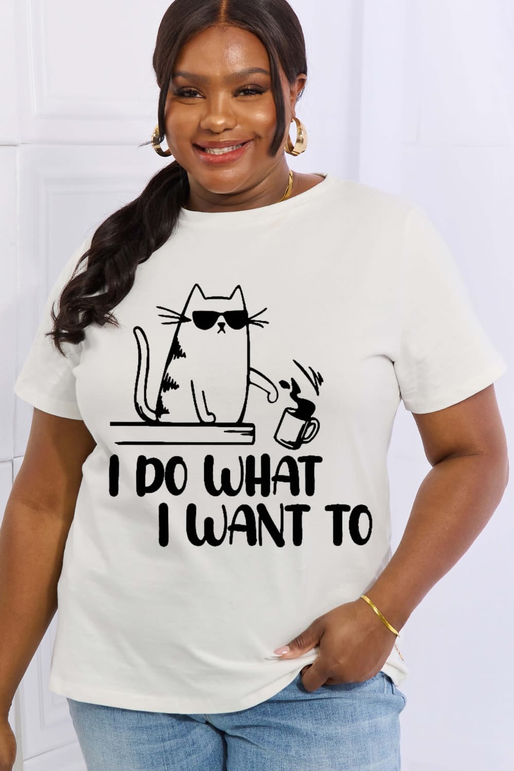 Full Size I DO WHAT I WANT TO Graphic Cotton Tee