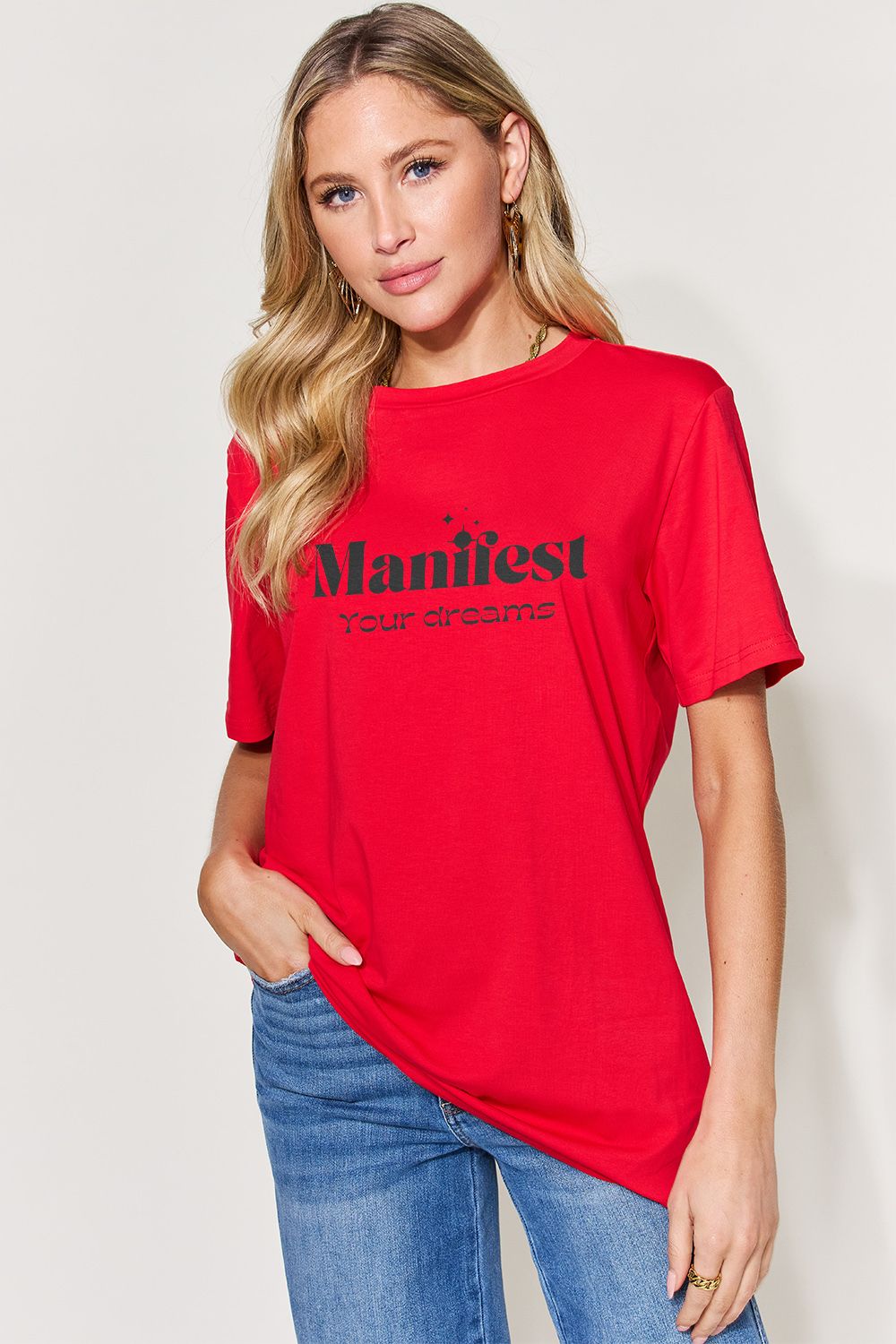 Full Size MANIFEST YOUR DREAMS Round Neck T-Shirt