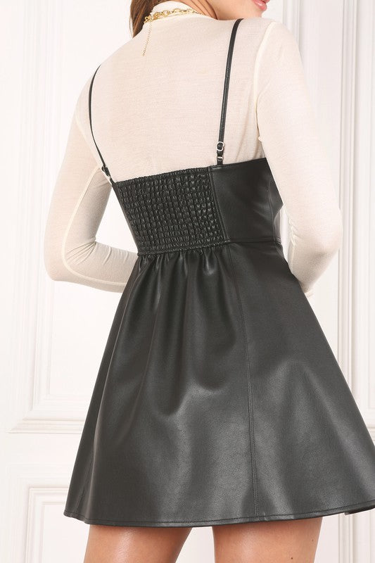 Mini-robe bustier en cuir végétalien