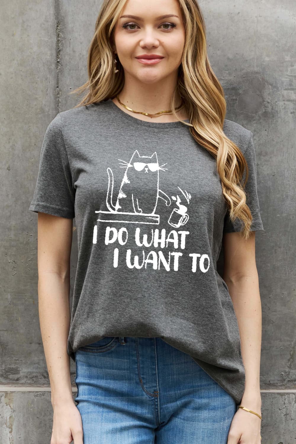 Full Size I DO WHAT I WANT TO Graphic Cotton Tee