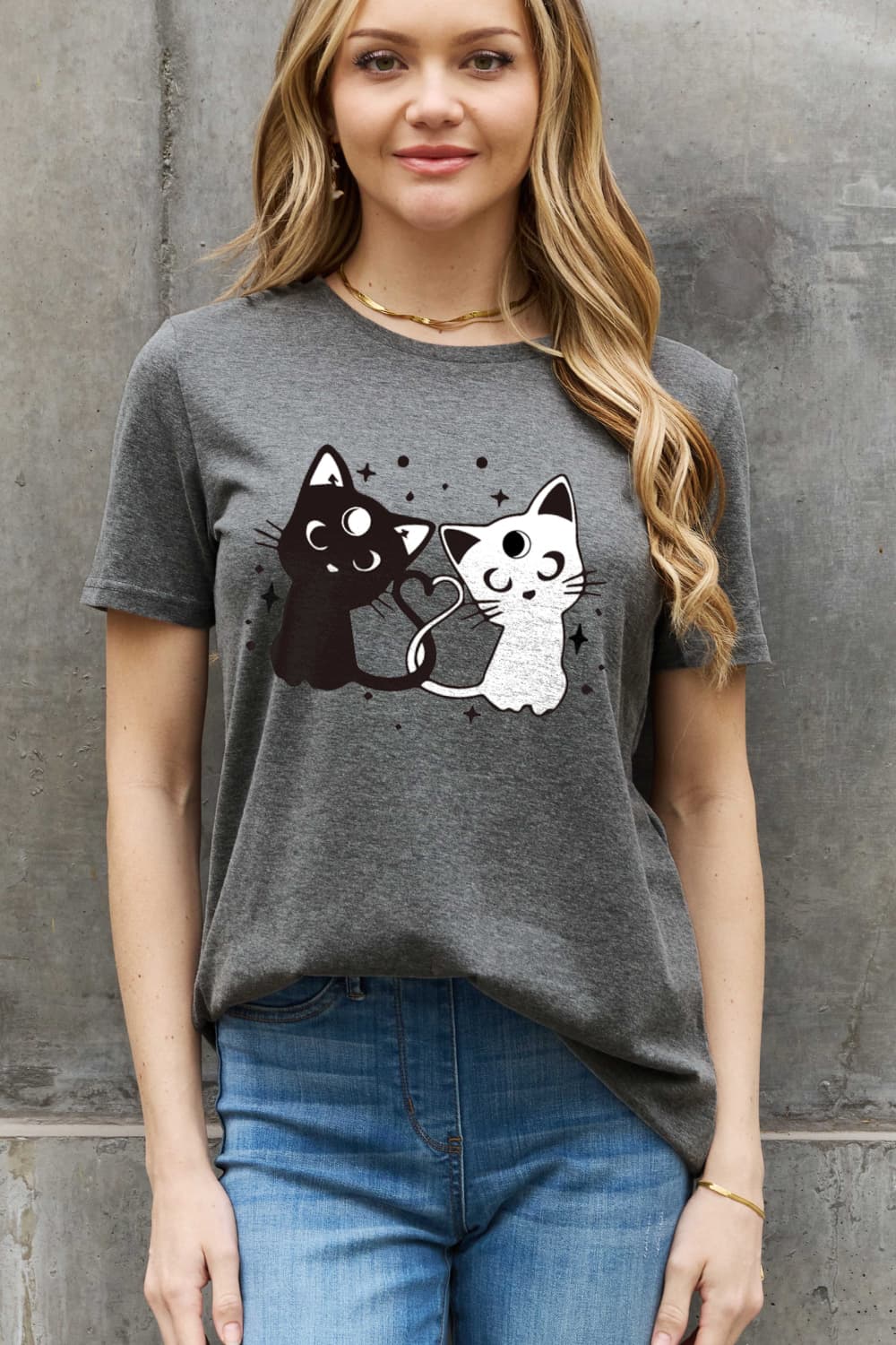 Full Size Cats Graphic Cotton Tee